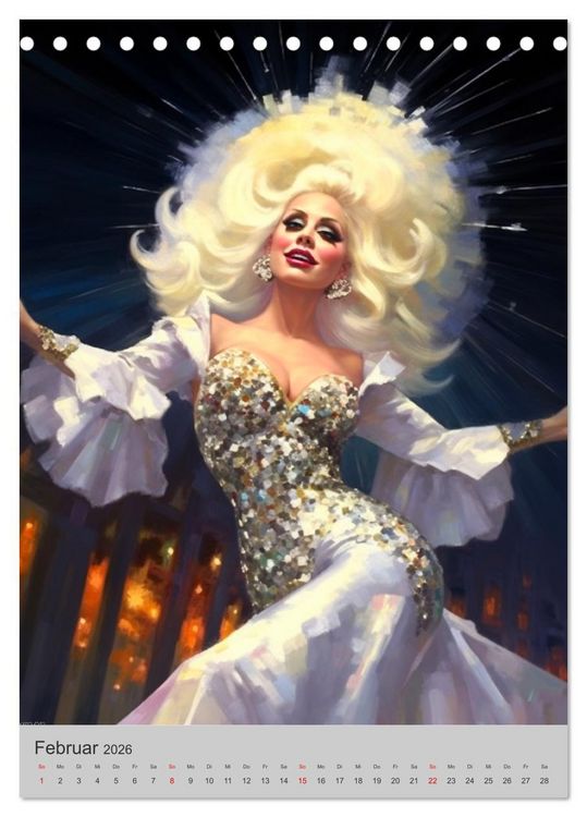Produktbild: Dragqueens. Drag- und Travestie Kunst. Illustrationen (Tischkalender 2026 DIN A5 hoch), CALVENDO Monatskalender