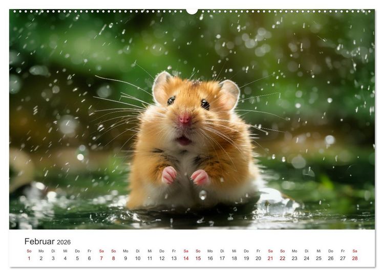 Produktbild: Wild und flauschig - Hamster - Abenteuer in freier Natur (hochwertiger Premium Wandkalender 2026 DIN A2 quer), Kunstdruck in Hochglanz