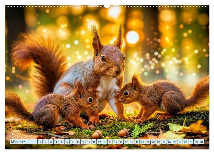 Produktbild: M&auml;rchenhafte Eichh&ouml;rnchen (hochwertiger Premium Wandkalender 2027 DIN A2 quer), Kunstdruck in Hochglanz
