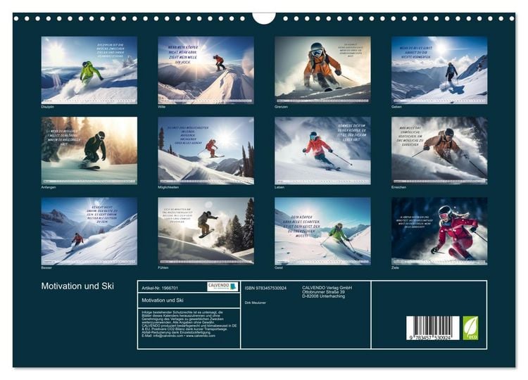 Produktbild: Motivation und Ski (Wandkalender 2026 DIN A3 quer), CALVENDO Monatskalender