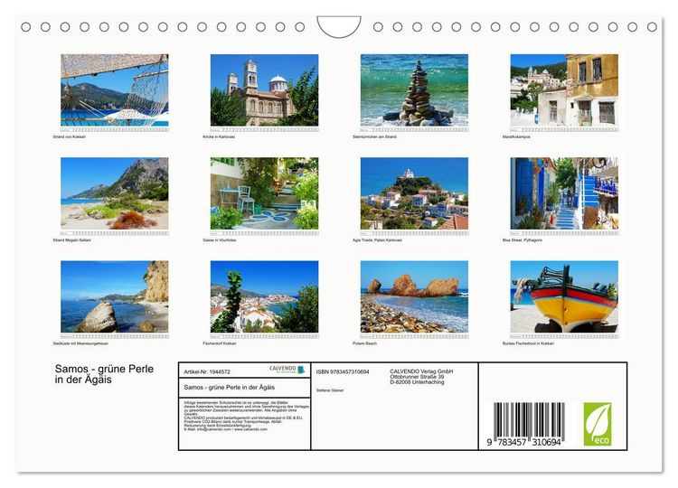 Produktbild: Samos - gr&uuml;ne Perle in der &Auml;g&auml;is (Wandkalender 2026 DIN A4 quer), CALVENDO Monatskalender