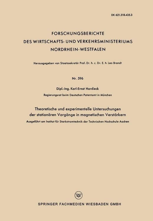 Produktbild: Theoretische und experimentelle Untersuchungen der station&auml;ren Vorg&auml;nge in magnetischen Verst&auml;rkern