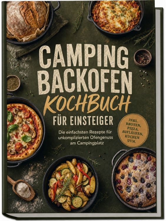 Produktbild: Campingbackofen Kochbuch f&uuml;r Einsteiger: Die einfachsten Rezepte f&uuml;r unkomplizierten Ofengenuss am Campingplatz &ndash; inkl. Broten, Pizza, Aufl&auml;ufen, Kuchen uvm.