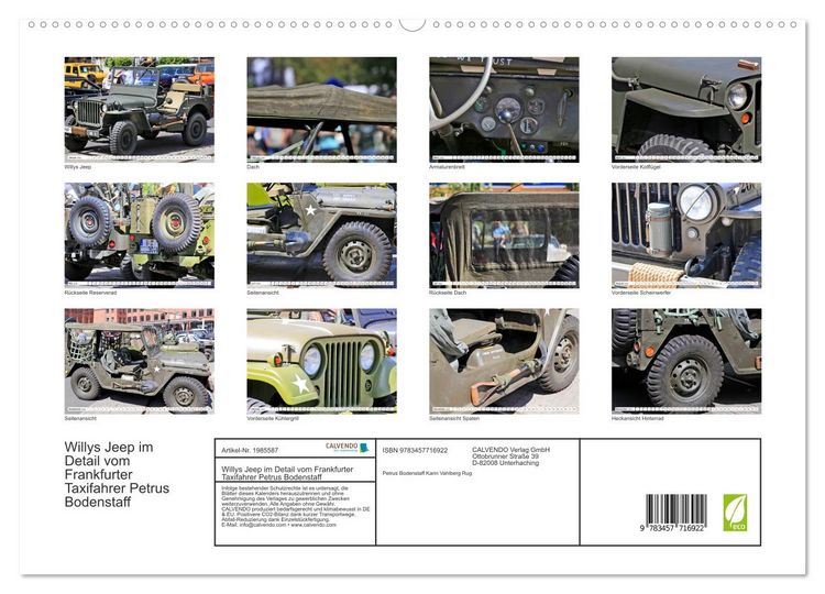 Produktbild: Willys Jeep im Detail vom Frankfurter Taxifahrer Petrus Bodenstaff (hochwertiger Premium Wandkalender 2026 DIN A2 quer), Kunstdruck in Hochglanz