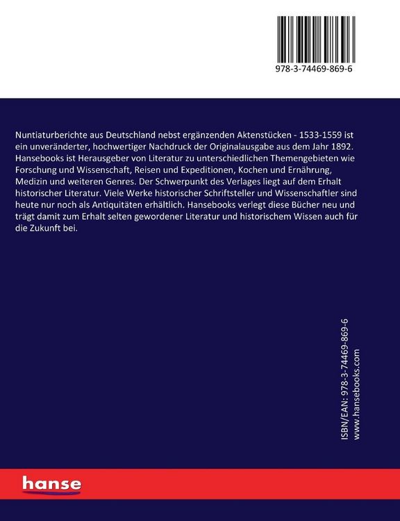 Produktbild: Nuntiaturberichte aus Deutschland nebst erg&auml;nzenden Aktenst&uuml;cken