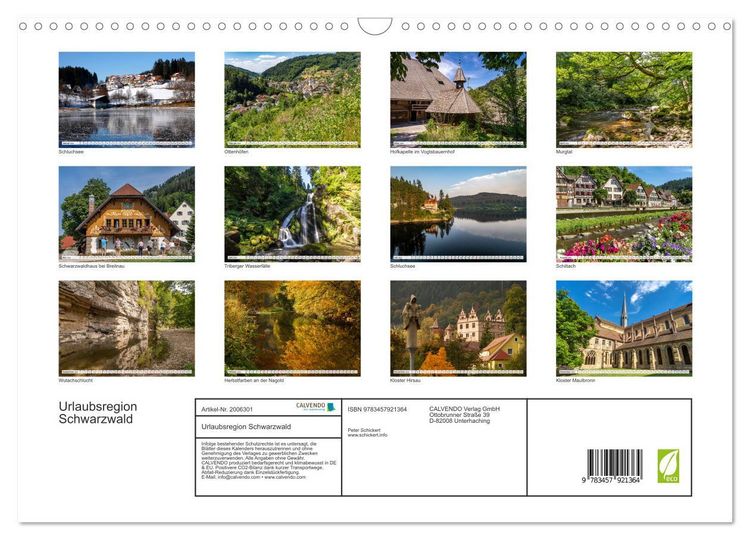 Produktbild: Urlaubsregion Schwarzwald (Wandkalender 2026 DIN A3 quer), CALVENDO Monatskalender