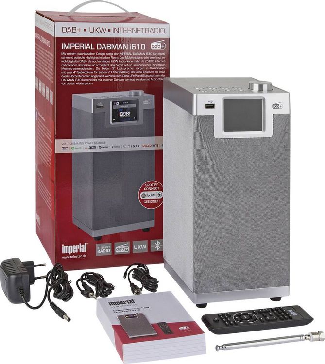 Produktbild: Imperial DABMAN i610 silber Tischradio DAB+, DAB, Internet, UKW Bluetooth&reg;, WLAN DLNA-f&auml;hig Silber