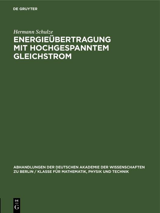 Produktbild: Energie&uuml;bertragung mit hochgespanntem Gleichstrom