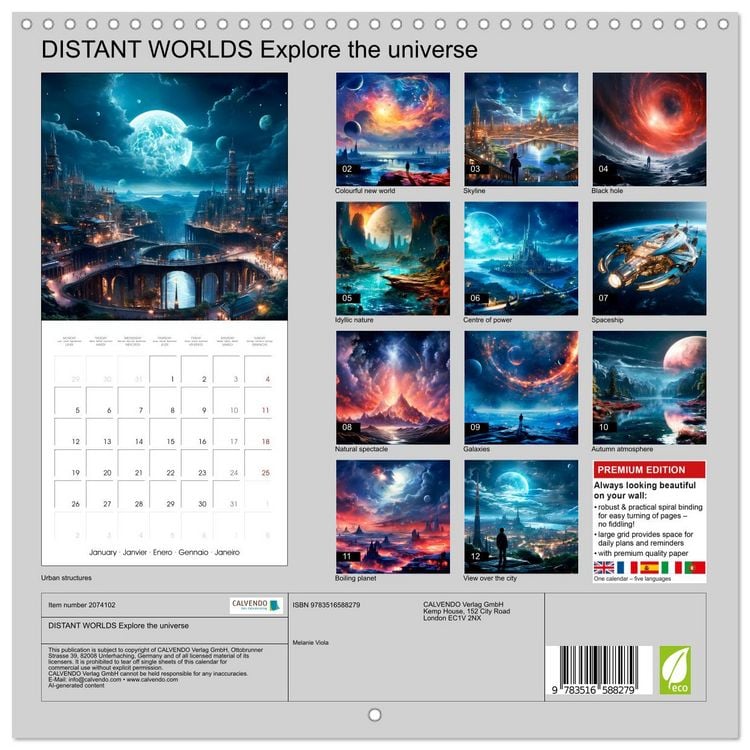 Produktbild: DISTANT WORLDS Explore the universe (Wall Calendar 2026 12 &times; 12 Inch) CALVENDO 12 Month Wall Calendar