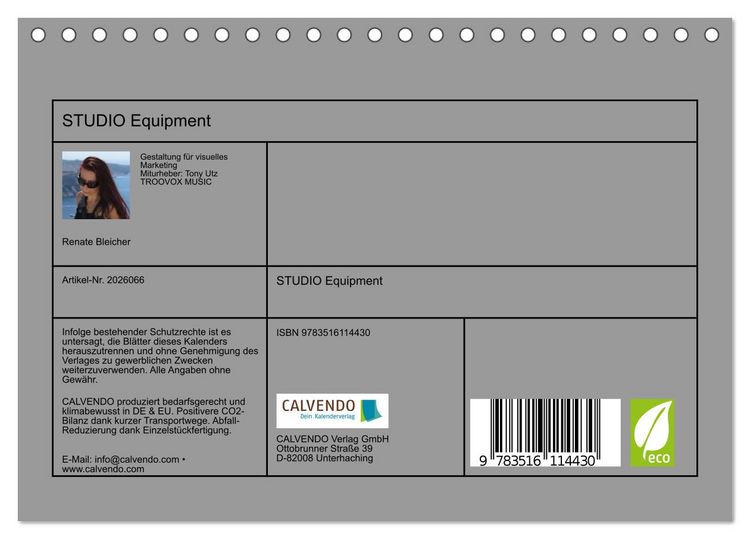 Produktbild: STUDIO Equipment (Tischkalender 2026 DIN A5 quer), CALVENDO Monatskalender