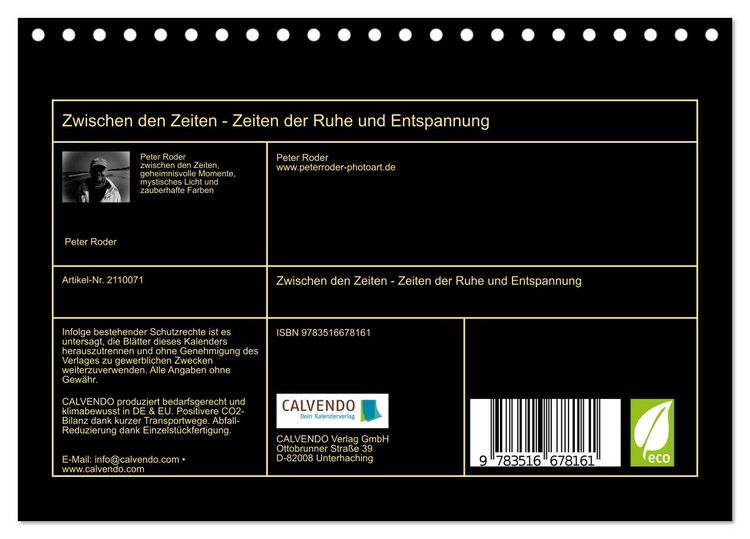Produktbild: Zwischen den Zeiten - Zeiten der Ruhe und Entspannung (Tischkalender 2026 DIN A5 quer), CALVENDO Monatskalender