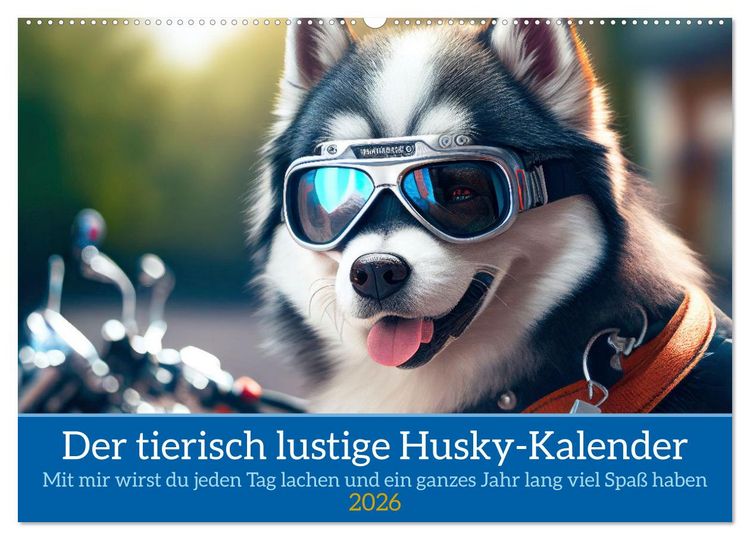 Produktbild: Der tierisch lustige Husky Kalender (Wandkalender 2026 DIN A2 quer), CALVENDO Monatskalender