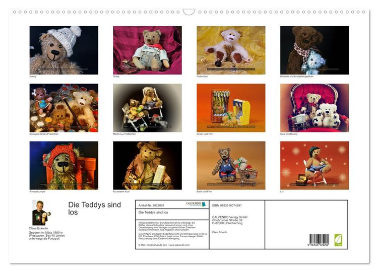 Produktbild: Die Teddys sind los (Wandkalender 2026 DIN A2 quer), CALVENDO Monatskalender