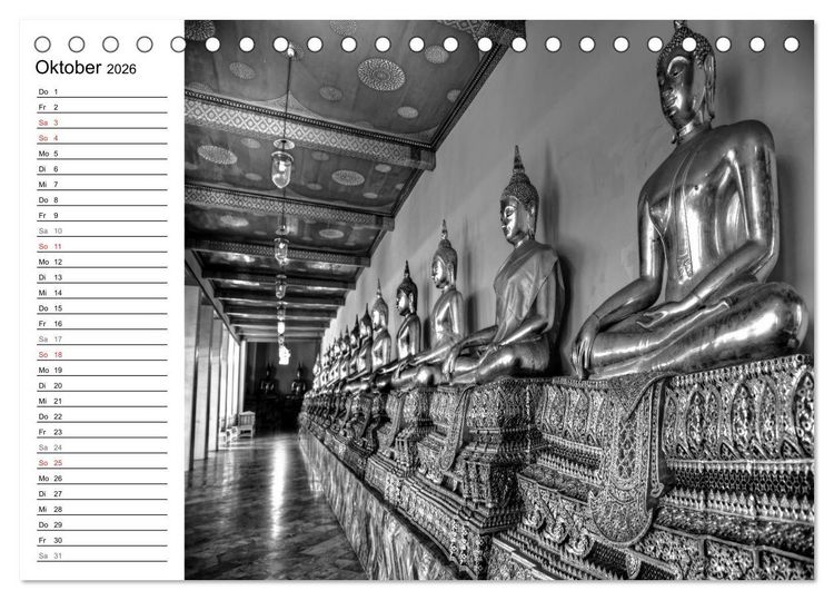 Produktbild: Bangkok Impressionen in Schwarz Wei&szlig; (Tischkalender 2026 DIN A5 quer), CALVENDO Monatskalender