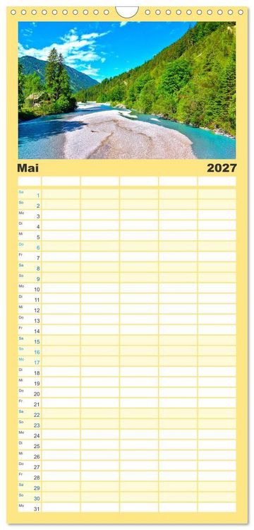 Produktbild: Familienplaner 2027 - Bayern - Idylle zwischen Allg&auml;u und Bayerischen Alpen mit 5 Spalten (Wandkalender, 21 x 45 cm) CALVENDO