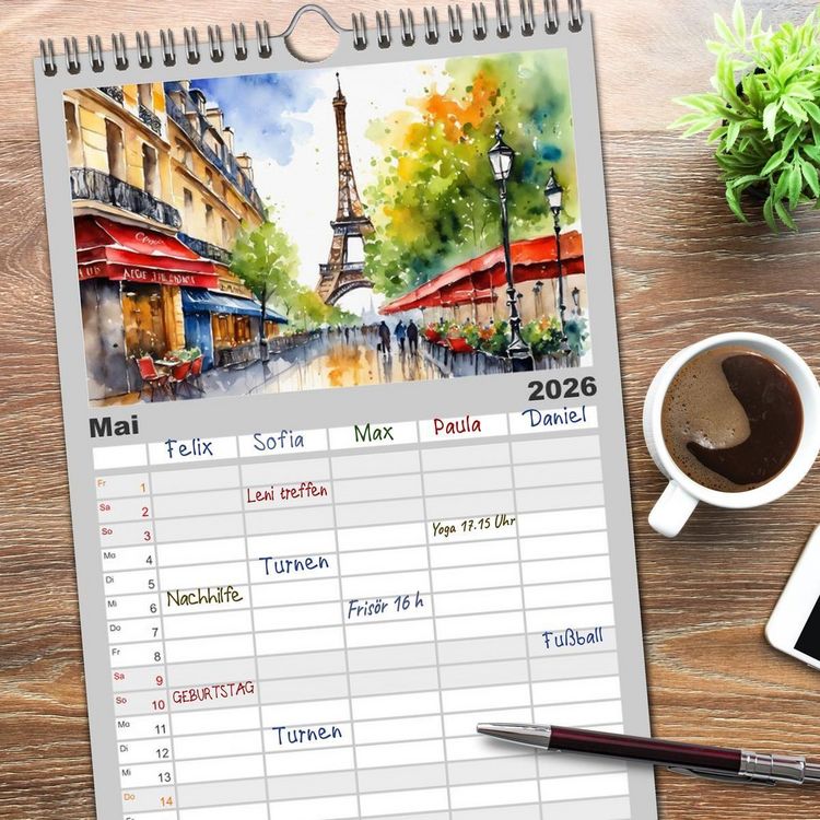 Produktbild: Familienplaner 2026 - Sehenswertes rund um die Welt mit 5 Spalten (Wandkalender, 21 x 45 cm) CALVENDO