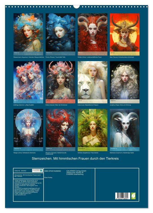 Produktbild: Sternzeichen. Mit himmlischen Frauen durch den Tierkreis (Wandkalender 2026 DIN A2 hoch), CALVENDO Monatskalender