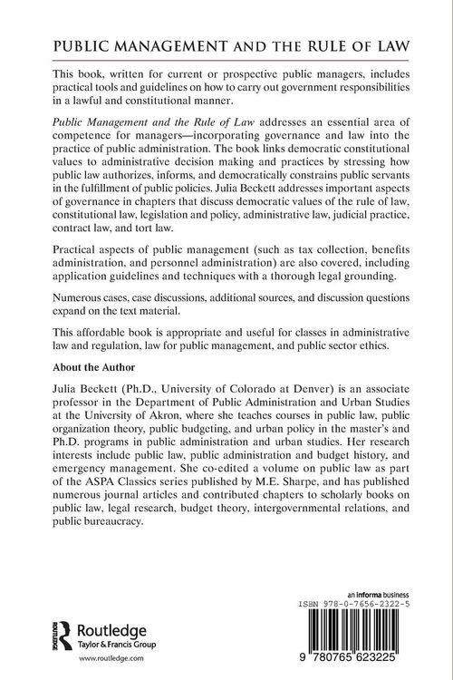 Produktbild: Public Management and the Rule of Law