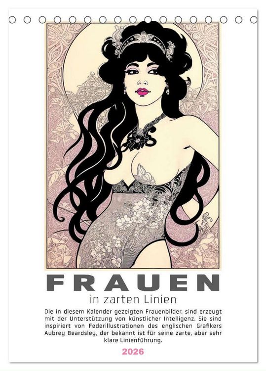 Produktbild: Frauen in zarten Linien (Tischkalender 2026 DIN A5 hoch), CALVENDO Monatskalender
