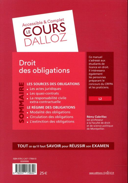 Produktbild: Droit des Obligations (13e Edition)