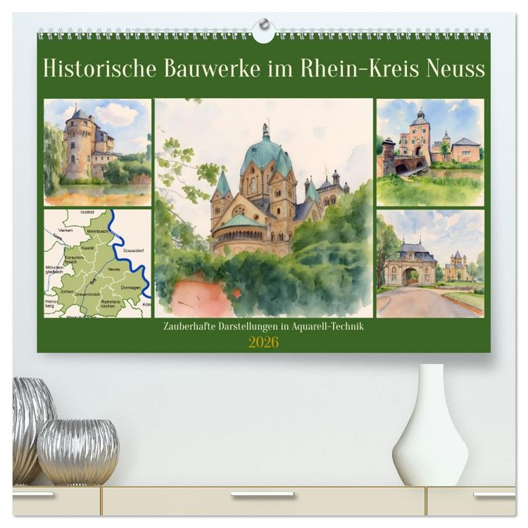 Produktbild: Historische Bauwerke im Rhein-Kreis Neuss (hochwertiger Premium Wandkalender 2026 DIN A2 quer), Kunstdruck in Hochglanz