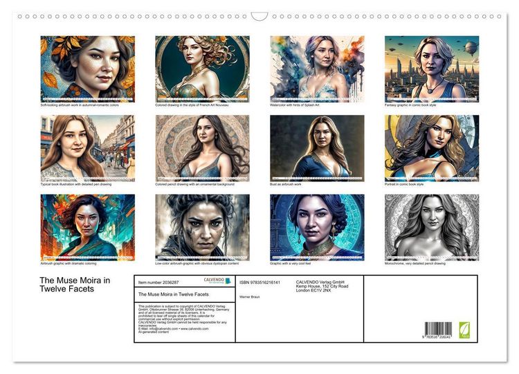 Produktbild: The Muse Moira in Twelve Facets (Wall Calendar 2026 DIN A2 landscape), CALVENDO 12 Month Wall Calendar