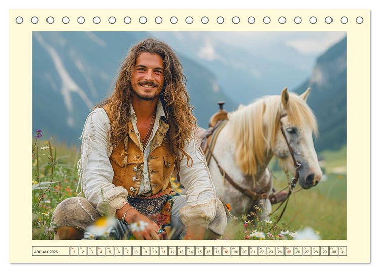 Produktbild: Leben auf der Alm. Junge M&auml;nner im Einklang mit der Natur (Tischkalender 2026 DIN A5 quer), CALVENDO Monatskalender