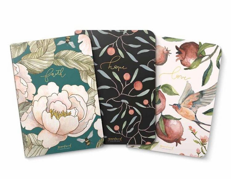 Produktbild: Gracelaced Lined Notebooks, Set of 3, Faith, Hope, Love