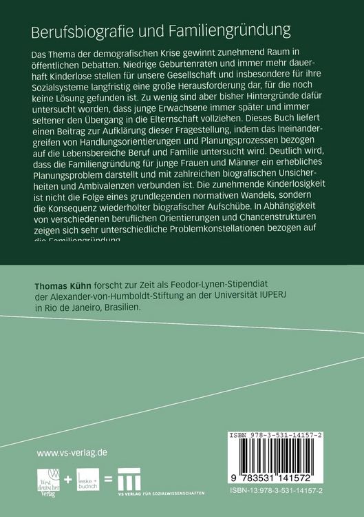 Produktbild: Berufsbiografie und Familiengr&uuml;ndung