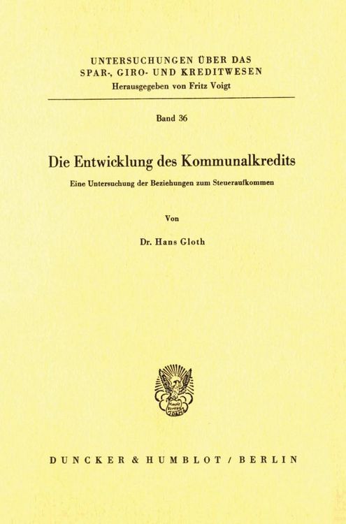 Produktbild: Die Entwicklung des Kommunalkredits.