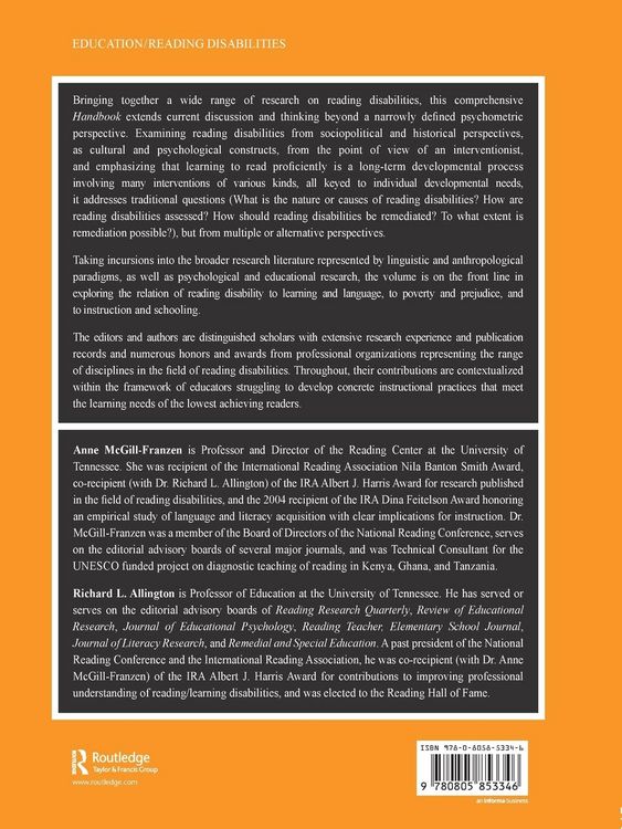 Produktbild: Handbook of Reading Disability Research