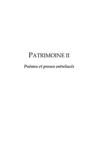 Produktbild: Patrimoine poemes et proses entrelaces t