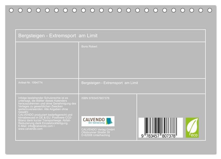 Produktbild: Bergsteigen - Extremsport am Limit (Tischkalender 2026 DIN A5 quer), CALVENDO Monatskalender