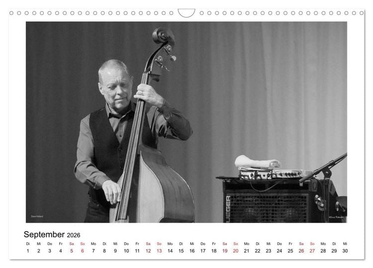Produktbild: Internationale Meister des Jazz in Schwarzwei&szlig; (Wandkalender 2026 DIN A3 quer), CALVENDO Monatskalender