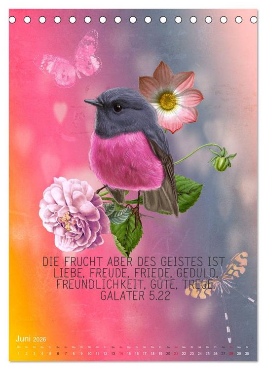 Produktbild: Bibelworte f&uuml;r Vogelfreunde (Tischkalender 2026 DIN A5 hoch), CALVENDO Monatskalender