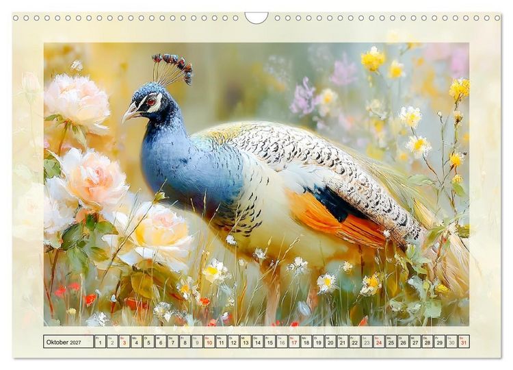 Produktbild: Pfaue. Elegante Zierv&ouml;gel im englischen Garten (Wandkalender 2027 DIN A3 quer), CALVENDO Monatskalender