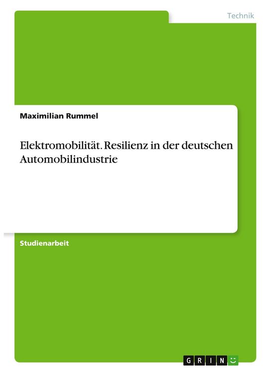 Produktbild: Elektromobilit&auml;t. Resilienz in der deutschen Automobilindustrie