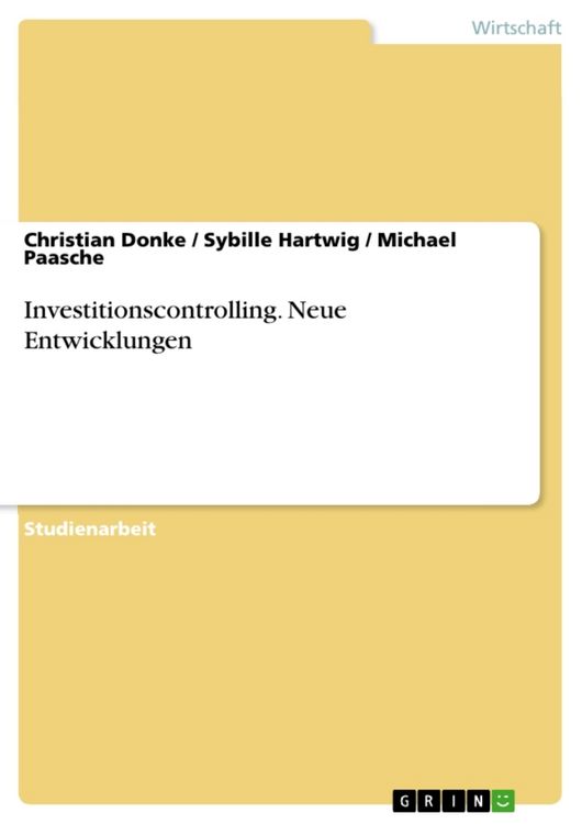 Produktbild: Investitionscontrolling. Neue Entwicklungen