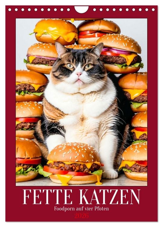 Produktbild: FETTE KATZEN - Foodporn auf vier Pfoten (Wandkalender 2026 DIN A4 hoch), CALVENDO Monatskalender