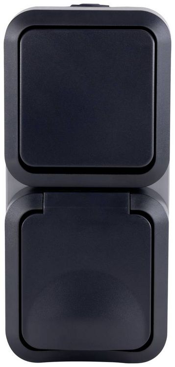 Produktbild: REV Komplett Schalter/Steckdosen Kombination AquaStorm Hellgrau, Schwarz 0004860400 1St.