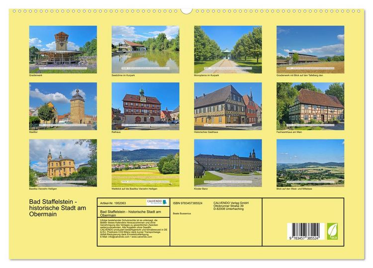 Produktbild: Bad Staffelstein - historische Stadt am Obermain (hochwertiger Premium Wandkalender 2026 DIN A2 quer), Kunstdruck in Hochglanz