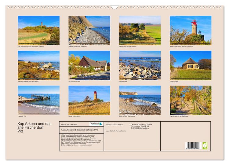 Produktbild: Kap Arkona und das alte Fischerdorf Vitt (Wandkalender 2026 DIN A2 quer), CALVENDO Monatskalender