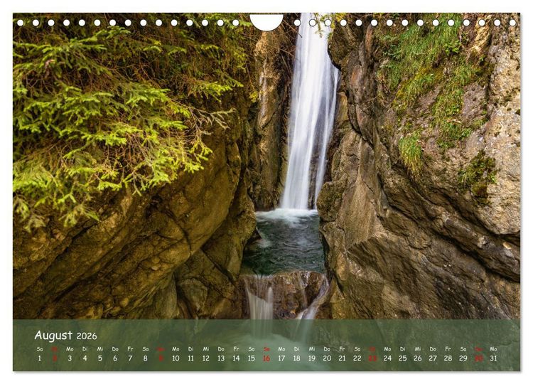 Produktbild: Faszinierende Naturschauspiele - imposante Klamm und Wasserfall Fotografie (Wandkalender 2026 DIN A4 quer), CALVENDO Monatskalender