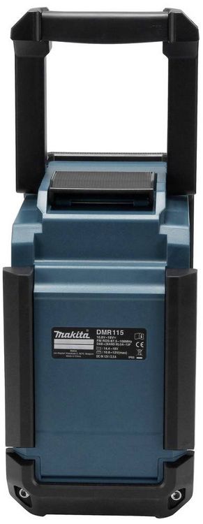 Produktbild: Makita DMR115 Baustellenradio DAB, DAB+ AUX, Bluetooth&reg;, USB spritzwassergesch&uuml;tzt, sto&szlig;fest T&uuml;rkis, Schwarz, Silber