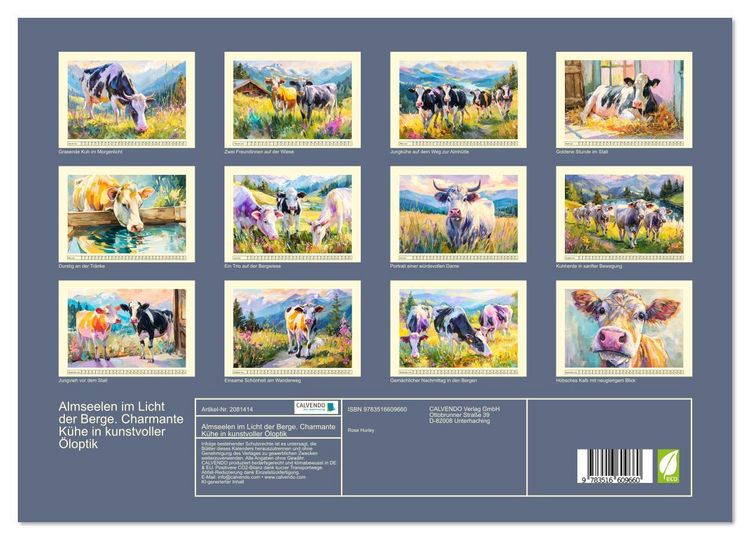 Produktbild: Almseelen im Licht der Berge. Charmante K&uuml;he in kunstvoller &Ouml;loptik (Wandkalender 2026 DIN A3 quer), CALVENDO Monatskalender