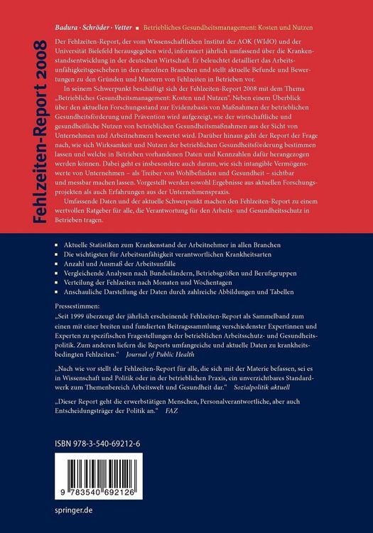Produktbild: Fehlzeiten-Report 2008