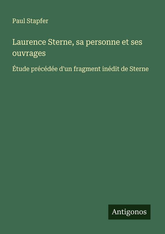 Produktbild: Laurence Sterne, sa personne et ses ouvrages