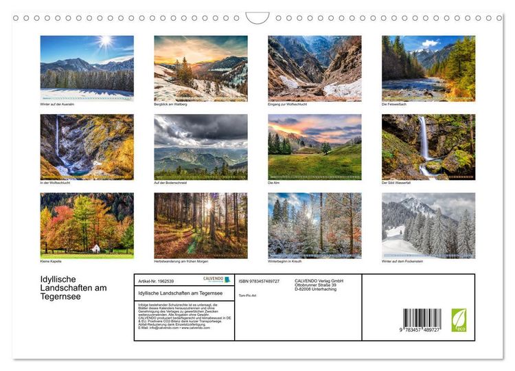 Produktbild: Idyllische Landschaften am Tegernsee (Wandkalender 2026 DIN A3 quer), CALVENDO Monatskalender