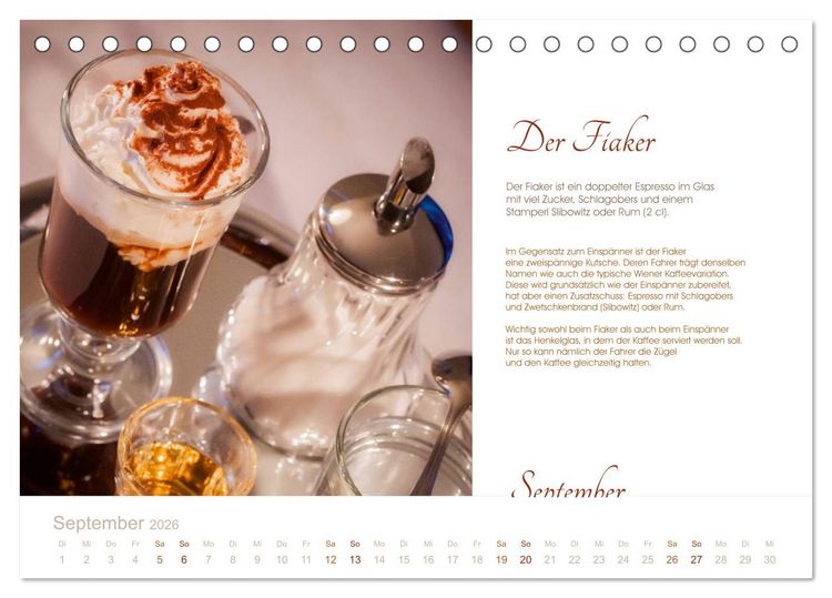Produktbild: Wiener Kaffeerezepte (Tischkalender 2026 DIN A5 quer), CALVENDO Monatskalender