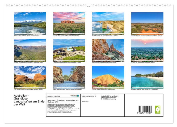 Produktbild: Australien - Grandiose Landschaften am Ende der Welt (hochwertiger Premium Wandkalender 2026 DIN A2 quer), Kunstdruck in Hochglanz